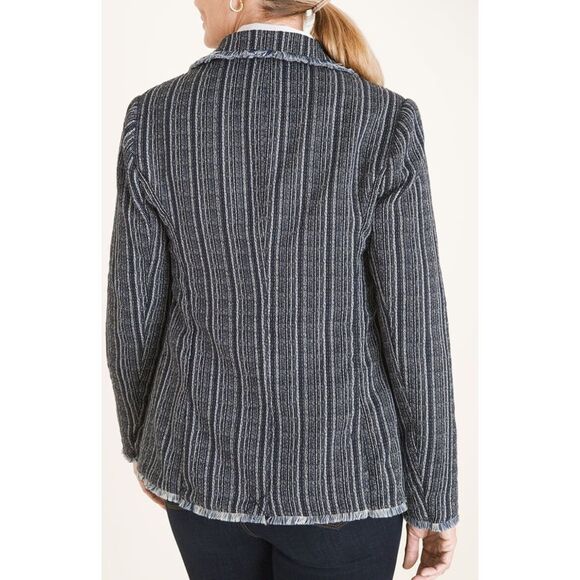Chicos Striped Navy Tweed Blazer Size‎ S - Picture 2 of 12